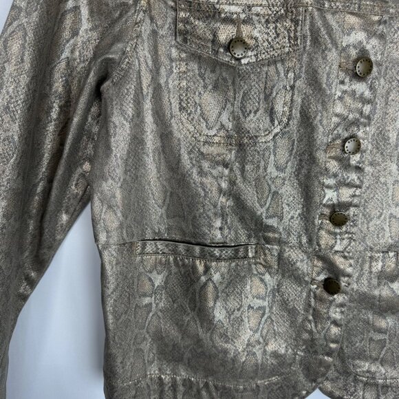 Dana Buchman Womens Snakeskin Print Metallic Jacket Size 16 Cotton Blend - Picture 4 of 10